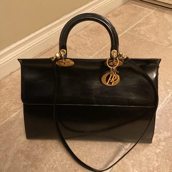 DIOR Lady Dior Black Patent Briefcase with Detachable strap - Picture 13 of 13